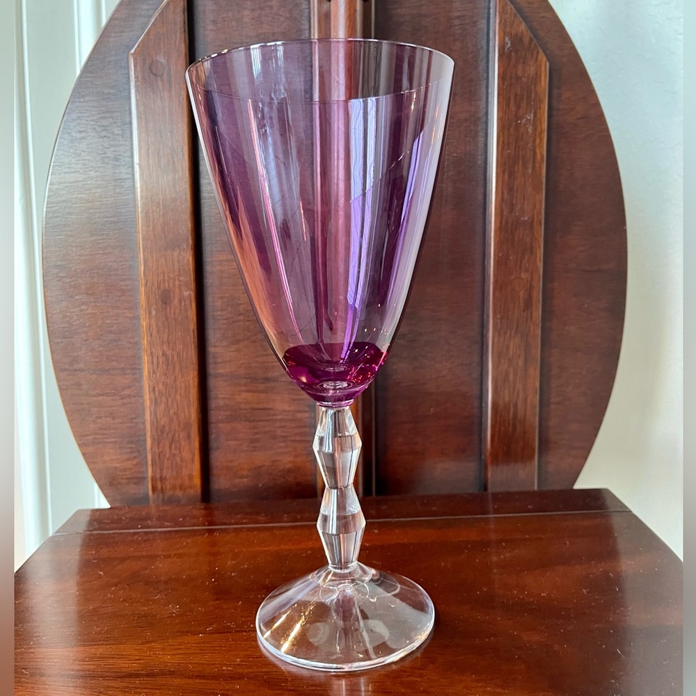 Lenox Carat Vintage Hand-Blown Crystal Amethyst Tall Goblet